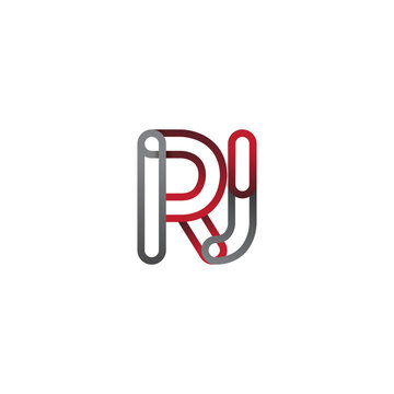 recommend clip art: initial logo letter RJ, linked outline red and grey colored, rounded logotype