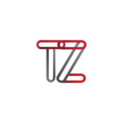 Fototapeta premium initial logo letter TZ, linked outline red and grey colored, rounded logotype