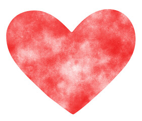 大きなハート　水彩　赤