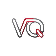 initial logo letter VQ, linked outline red and grey colored, rounded logotype