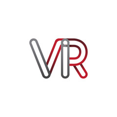 Obraz premium initial logo letter VR, linked outline red and grey colored, rounded logotype