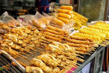Hot dog and potato in Myeong-dong street food, Seoul, South Korea