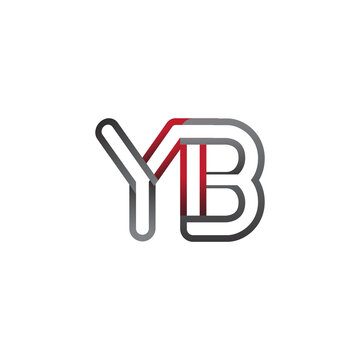 recommend clip art: initial logo letter YB, linked outline red and grey colored, rounded logotype