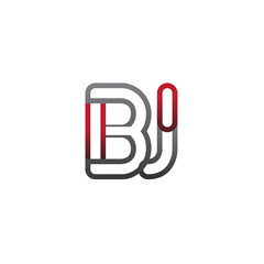 initial logo letter BI, linked outline red and grey colored, rounded logotype