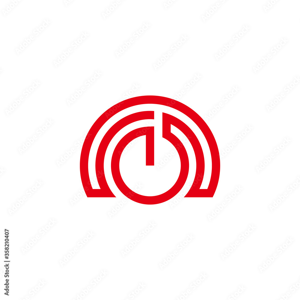 Poster power button symbol simple geometric linear logo vector