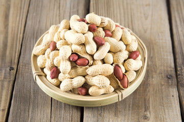 peanuts in a wooden 