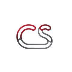 initial logo letter CS, linked outline red and grey colored, rounded logotype