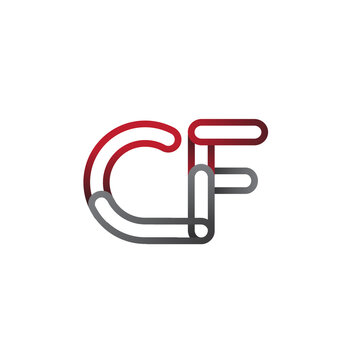 recommend clip art: initial logo letter CF, linked outline red and grey colored, rounded logotype