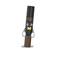 Eyebrow pencil cartoon character style having strange silent face