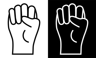 hand clenched fist icon. Symbol of freedom and the fight against injustice. Black white vector