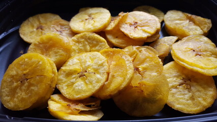 Fried green plantain chips