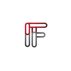 initial logo letter IF, linked outline red and grey colored, rounded logotype