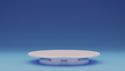 empty white plate on blue Background.
