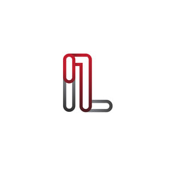 initial logo letter IL, linked outline red and grey colored, rounded logotype