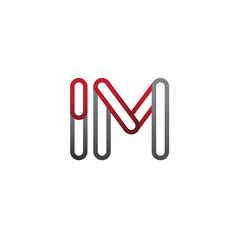 Obraz premium initial logo letter IM, linked outline red and grey colored, rounded logotype