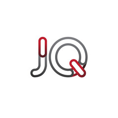 initial logo letter JQ, linked outline red and grey colored, rounded logotype