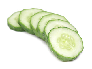 sliced cucumber isolated on white background
