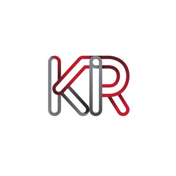 recommend clip art: initial logo letter KR, linked outline red and grey colored, rounded logotype