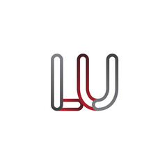 Obraz premium initial logo letter LU, linked outline red and grey colored, rounded logotype