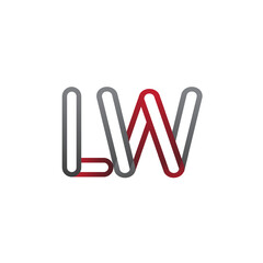 Obraz premium initial logo letter LW, linked outline red and grey colored, rounded logotype