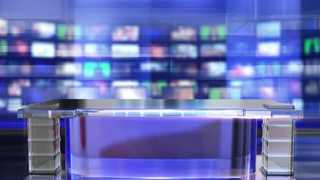 TV studio background with a glass table