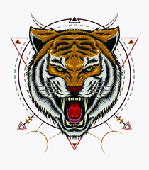 Logo Tiger Vector. Tiger head illustration. design for T shirt , mascot, logo team, sport, metal printing, wall art, sticker