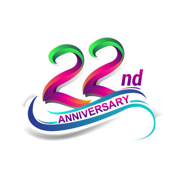 22nd anniversary celebration logotype colorful design. Birthday logo on white background.