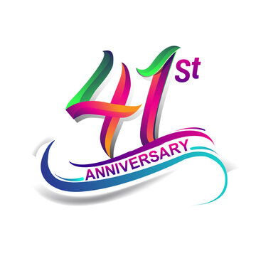 41st anniversary celebration logotype colorful design. Birthday logo on white background.