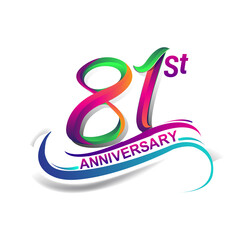 81st anniversary celebration logotype colorful design. Birthday logo on white background.