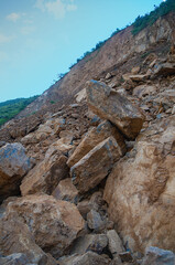 Road collapse in the mountain