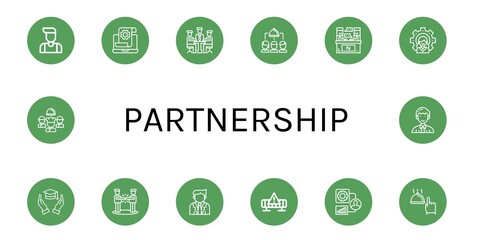 partnership simple icons set