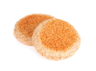 Whole wheat bread flat isolated on a white background.