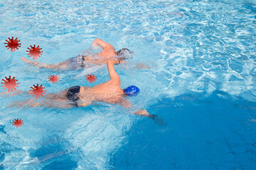 cororonavirus covid-19 swimming pool swimmers in summer holidays