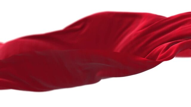 4k Wave Red satin fabric Background.Wavy silk cloth fluttering in the wind.tenderness and airiness.3D digital animation of seamless flag waving ribbon streamer riband.