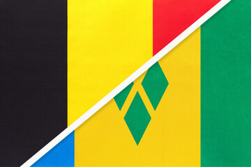 Belgium and Saint Vincent and the Grenadines, symbol of two national flags from textile.