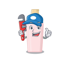 cartoon character design of foundation as a Plumber with tool