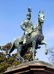 Fototapeta premium Bronze statue of Prince Komatsu-no-miya Akihito in Ueno Park, Tokyo, Japan.