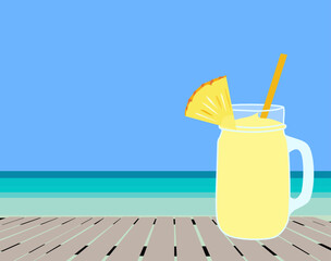 Pineapple smoothie on the beach