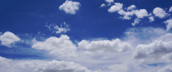 Blue sky with white clouds in a day, Summer season