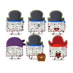 Cartoon character of envelope with various pirates emoticons