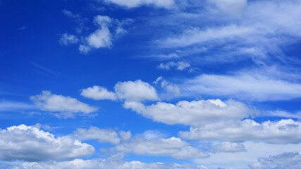 Naklejka na ściany i meble Blue sky with white clouds in a day, Summer season