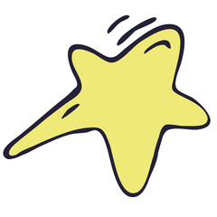 Obraz premium cute cartoon vector yellow star with purple outline, vector element