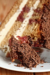 Layer Cake with cream with grated chocolate topping
