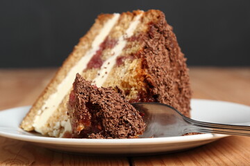 Layer Cake with cream with grated chocolate topping