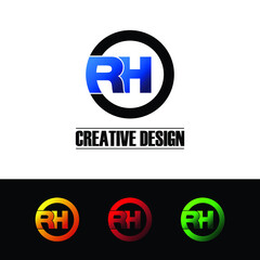 Letter RH circle logo design vector. monogram logo vector illustration.
