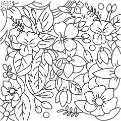  Vector hand drawn Beautiful Floral outline isolated on white background