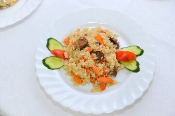 pilaf, Uzbek pilaf, delicious pilaf, the most delicious, food, nutrition, restran, cuisine, portion of pilaf,