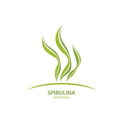 Fototapeta na wymiar Spirulina seaweed leaf logo illustration