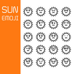 sun emoticons icons line set