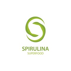 Spirulina seaweed leaf logo illustration